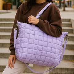 Purple Scrunchie Weekender Tote – Stylish & Spacious Travel Bag / Top Trenz Online Shop
