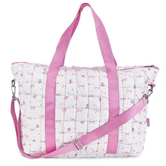 White Puffer Scrunchie Tote Bag – Cherry & Bows Print - Trendy & Cute Everyday Bag / Top Trenz Sale