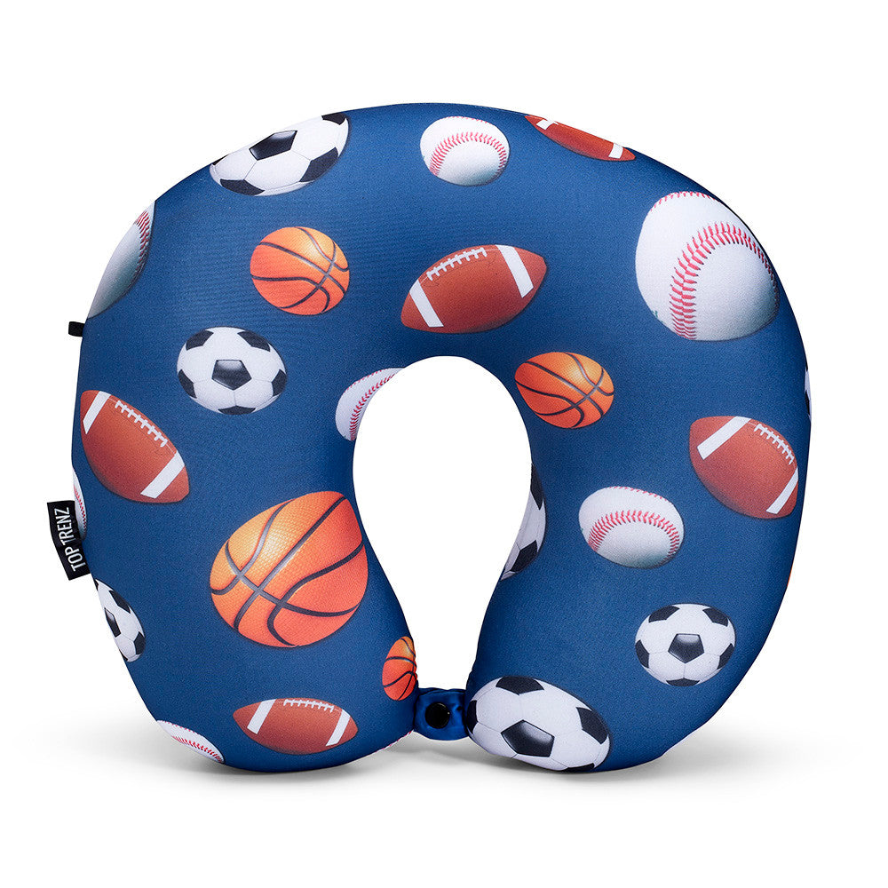 Navy Sports Microbead Travel Neck Pillow / Top Trenz Discount
